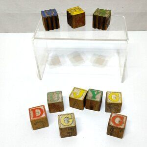 Alphabet Number Wooden Blocks Circa 1950s Play Education Toys Brand Unknown VTG